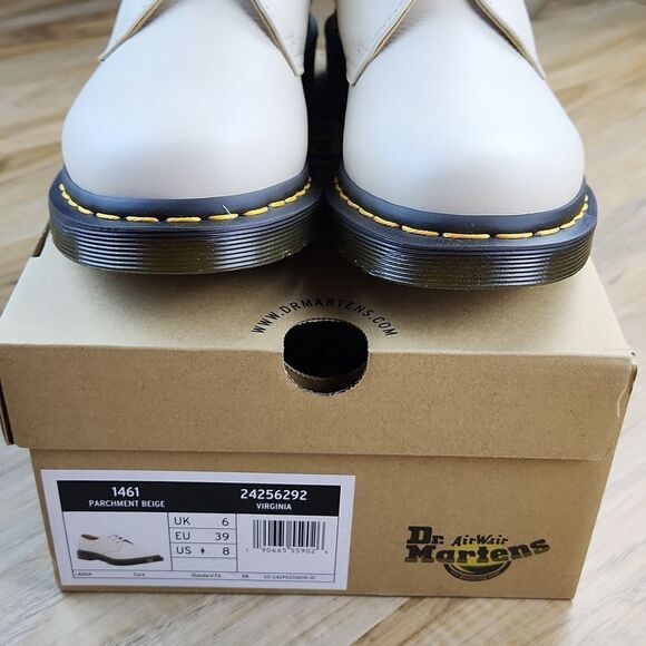 🩵NIB Dr. Martens Parchment Beige Virginia Leather 1461 Oxfords Size 10 - Picture 11 of 16